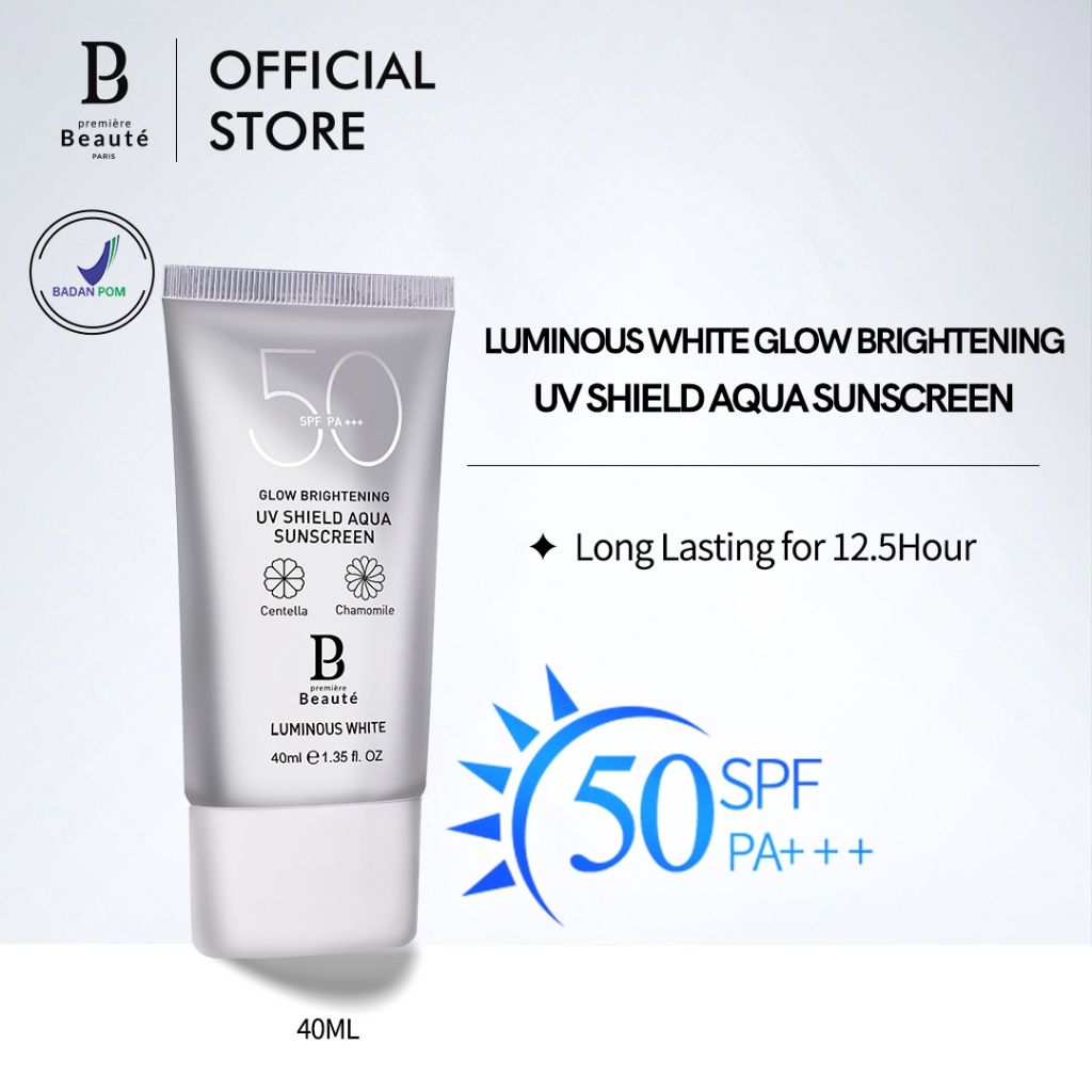 𝗣𝗥𝗘𝗠𝗜𝗘𝗥𝗘 𝗕𝗘𝗔𝗨𝗧𝗘 Sunscreen (SPF 50 PA+++) 40ml Suncreen wajah UV Shield Sun protect sun block badan sunblcok wajah Luminous White Glow Brightening sanscreen whitening [PBxSH]