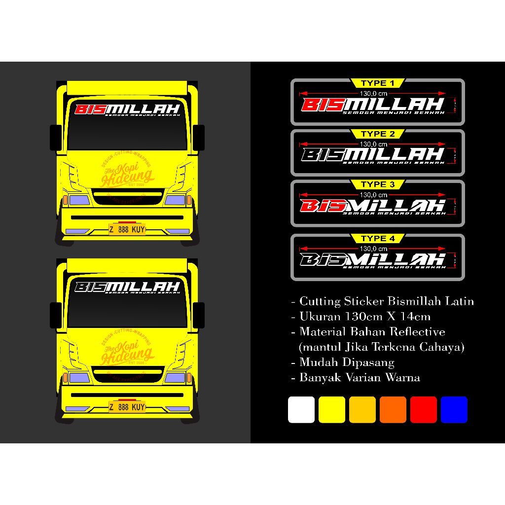 CUTTING STICKER BISMILLAH LATIN TRUCK