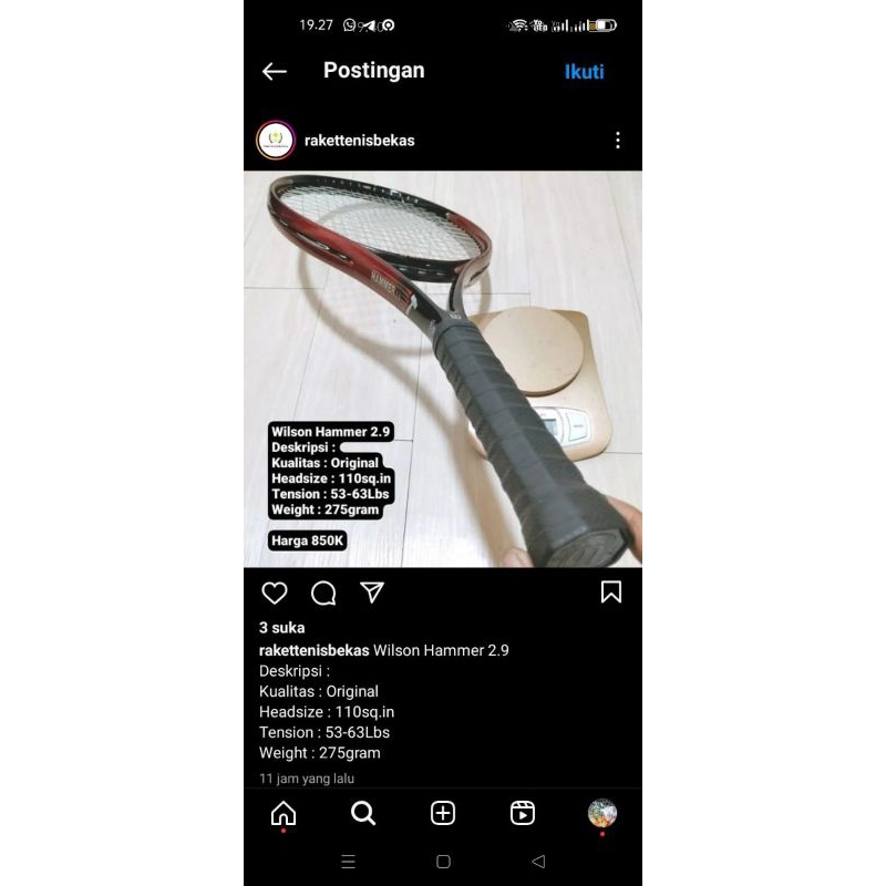 raket tenis wilson hammer 2.9