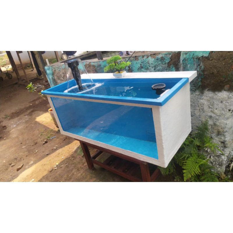 kolam ikan fiber glass.kaca 12mm size 150*50*50