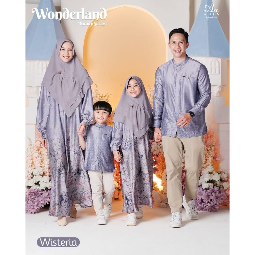 Wonderland family set by Aden signature sarimbit aden 2024 couple muslim motif batik gamis koko tunik anak dewasa (pre order)