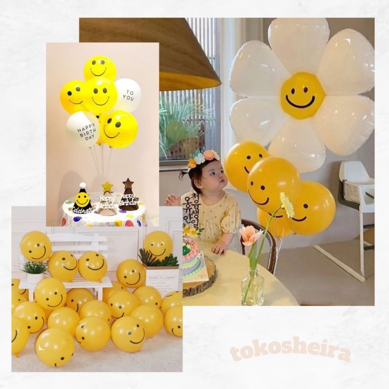 Balon Latex Smile Kuning 12Inch Balon Smiley Face Emoji Emoticon Balon Senyum Bogor