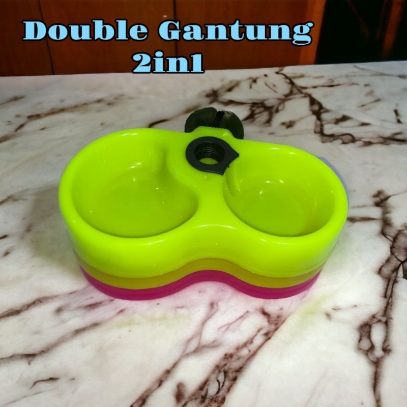 Tempat Makan Kucing Double Gantung Sangkar
