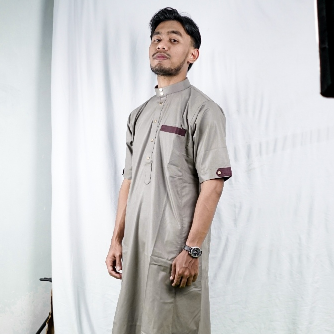 ANNABAWI - Jubah El-Harmisa - Gamis Pria, Abu-Abu
