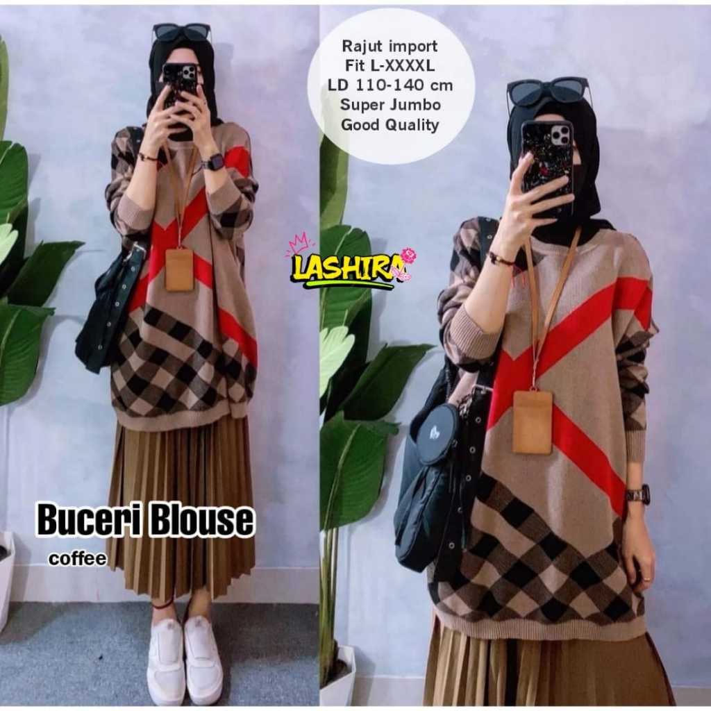 bucer blouse rajut super jumbo ld 110 - 140 blus atasan baju kaos big over size xxxxl  import melar 