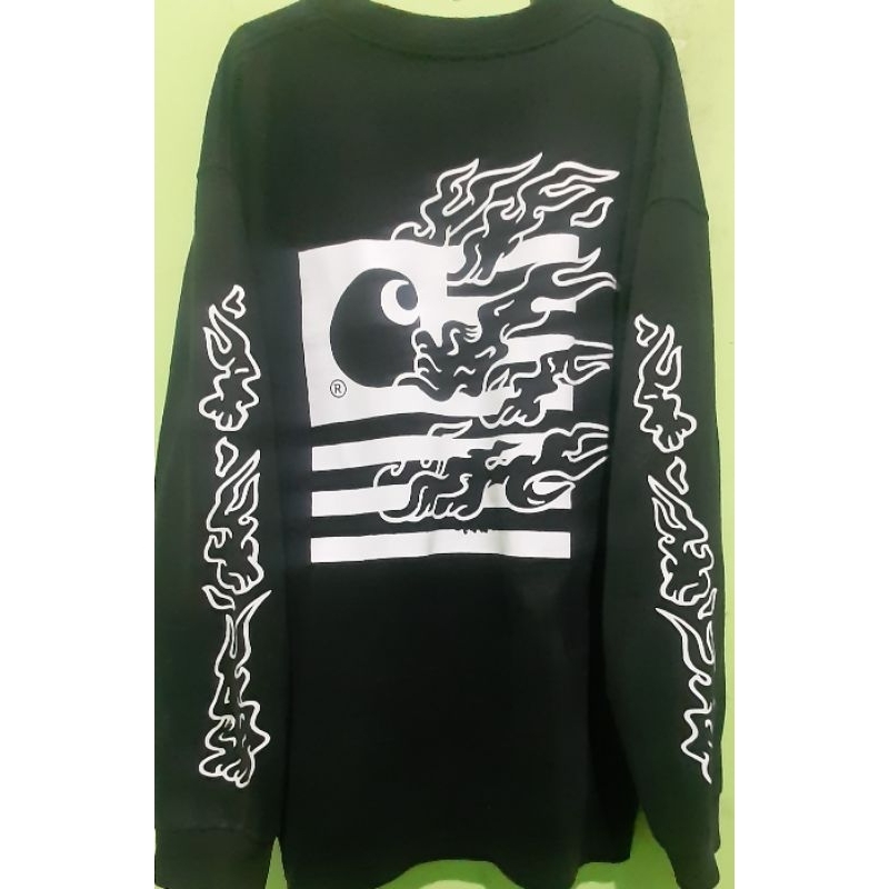 crew neck carhatt flag state flame