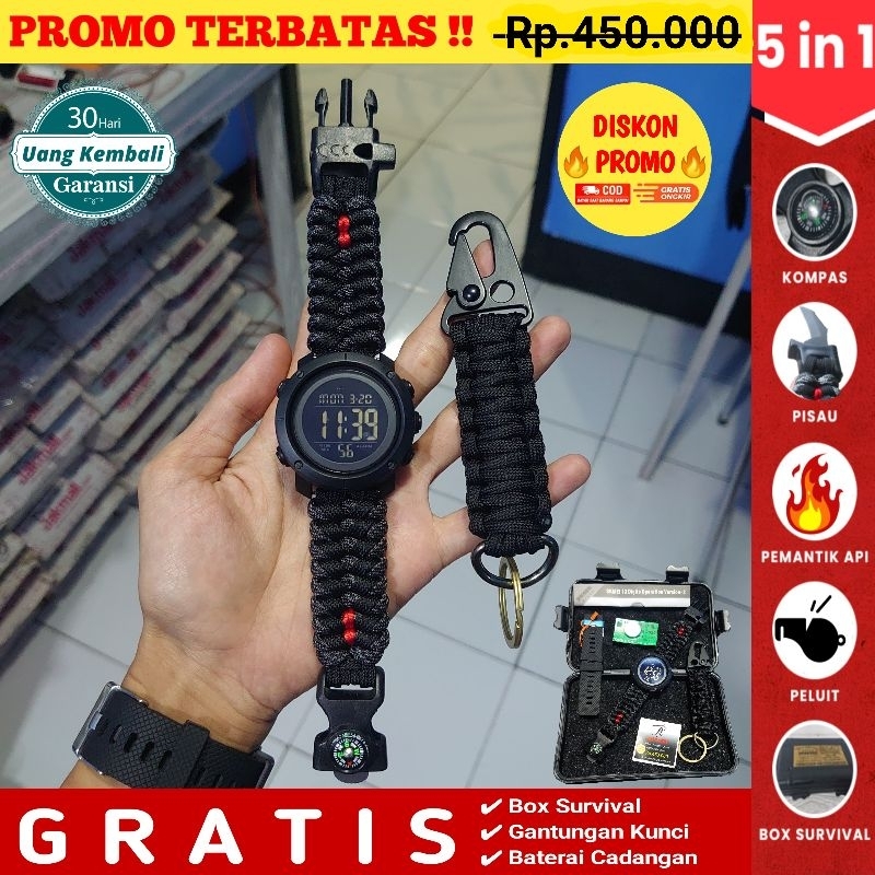Jam tangan Outdoor Paracord Pria multifungsi Jam Tangan Tactical Jam Tangan Militer Jam Tangan Polis