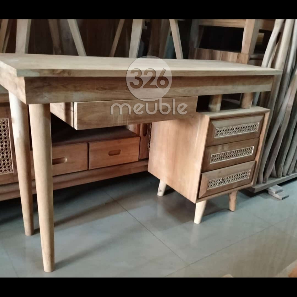 Meja Belajar Retro Jati Mebel Jepara - Meja Kantor Rotan Jati