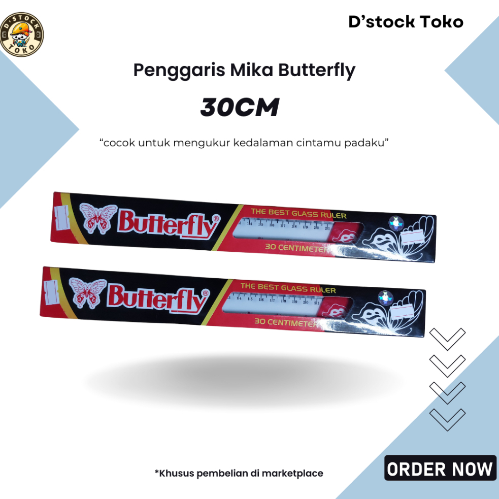 

Penggaris Mika Butterfly 30cm Satuan Dstock Toko