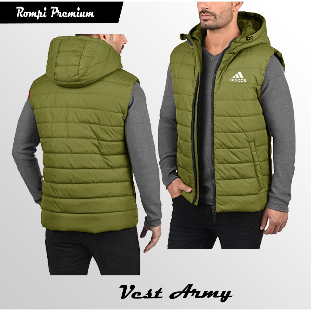 Rompi Hiking Kupluk Lepas Pasang Model Terabru Rompi Vespa Motor Logo Adds /Rompi Kembung Puffer/Jak