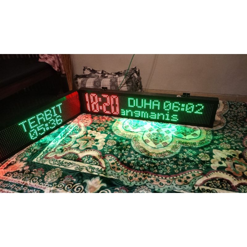 Jam Waktu Sholat Running Teks, Jam Masjid Wifi, Jam Sholat Digital, JWS 3 Panel