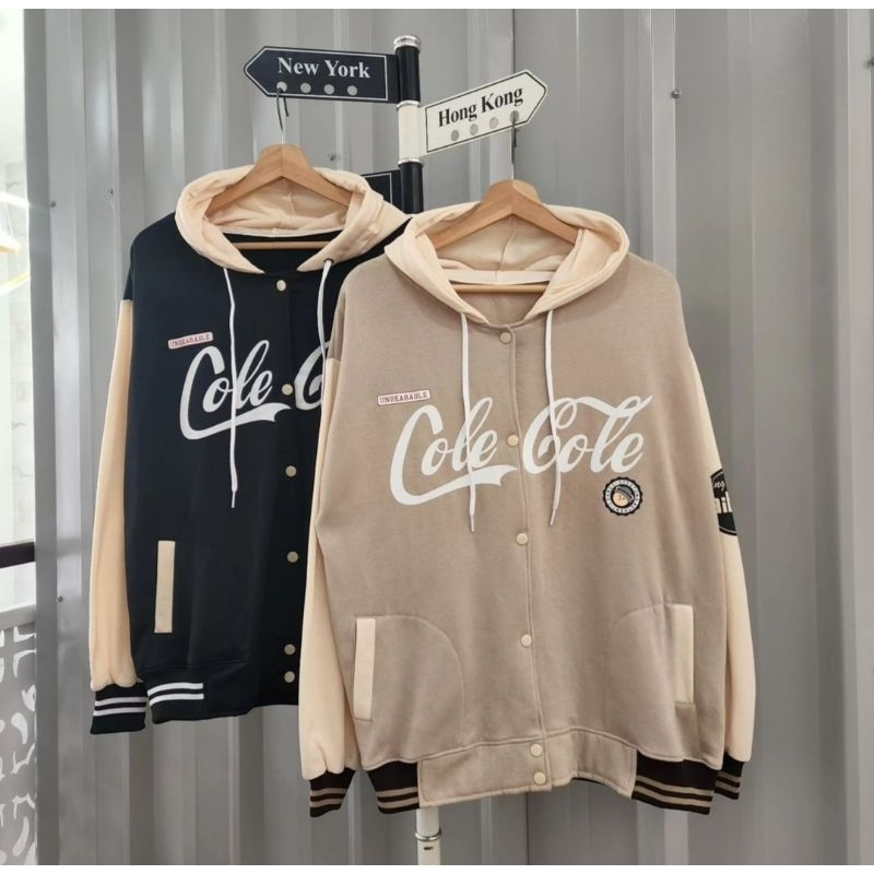 Jaket Varsity Baseball Hoodie Cole Cole Sablon - Jaket Bomber Varsity Vintage