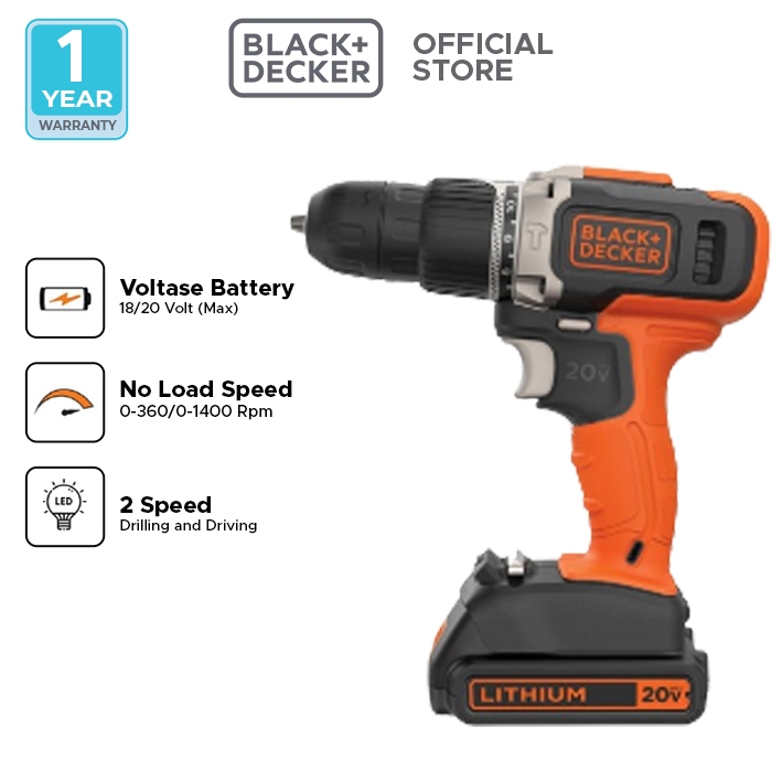 Black & Decker BCD704K-B1 Bor Impact Baterai 20V Kit Box Set