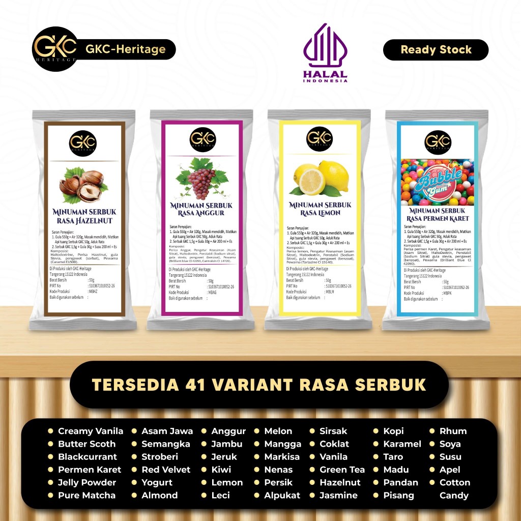 

Bubuk Minuman Aneka Rasa 50gr Serbuk Powder Gkc Heritage