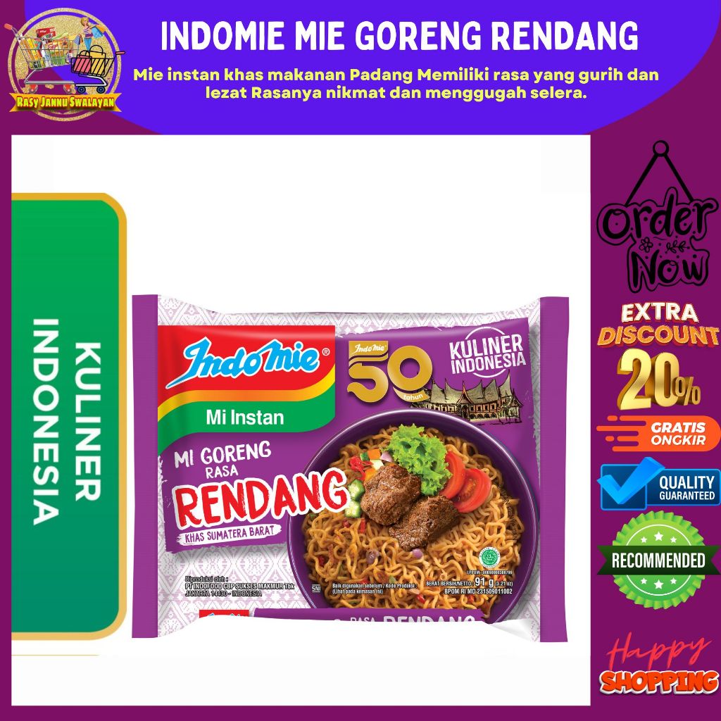 

INDOMIE MIE INSTAN MIE GORENG RASA RENDANG 91GR