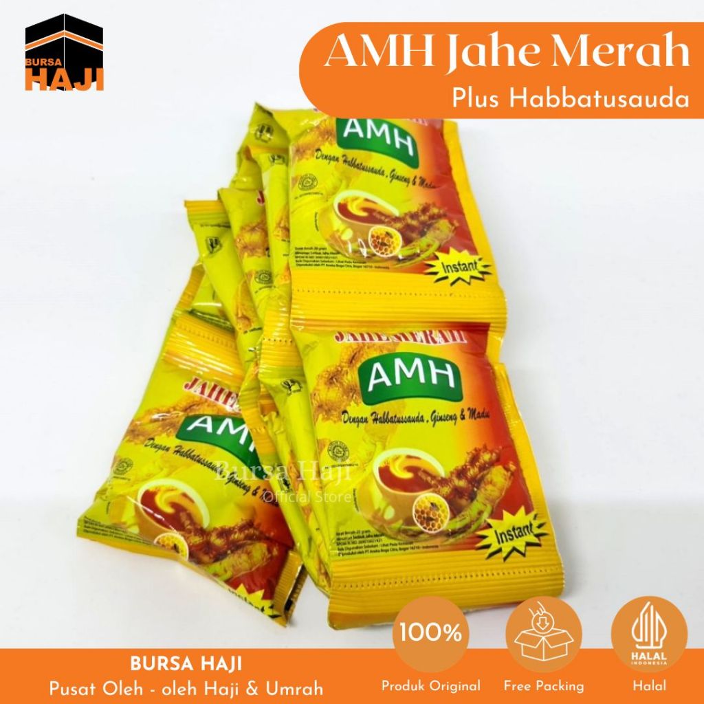 

1 Renceng Jahe Merah Instan Amanah AMH Plus Habbatassauda, Ginseng & Madu Bagus Suplemen Kesehatan 10pcs