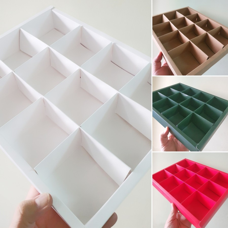 

(5 pcs) dus mika polos dus eggtart sekat 12 size 7,3x7,3x4,5 cm varian warna