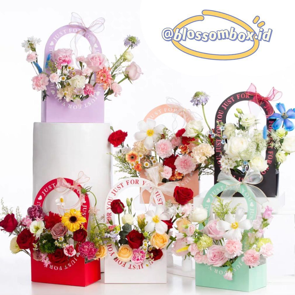 

B8【Ukuran Besar】Kotak Tenteng Bunga | Kotak Just For you | Handy Bag | Flower Box | Kotak Kado