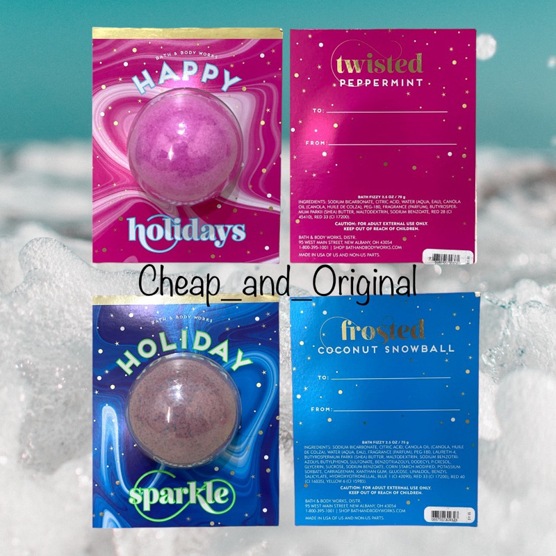 Bath Fizzy 70g Twisted Peppermint / Frosted Coconut Snowball BBW Original USA