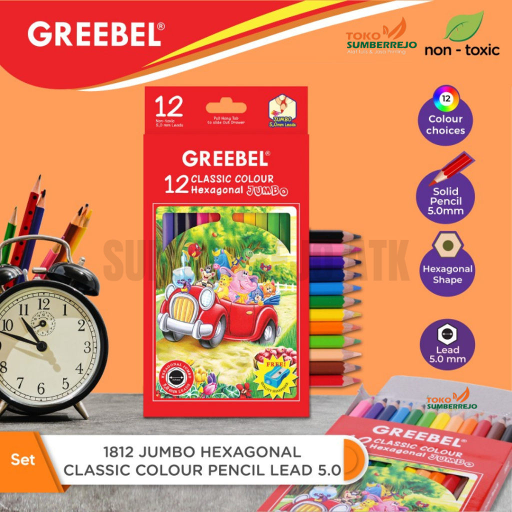 

GREEBEL 1812 JUMBO Hexagonal Classic Pencil / Pensil Warna Greebel