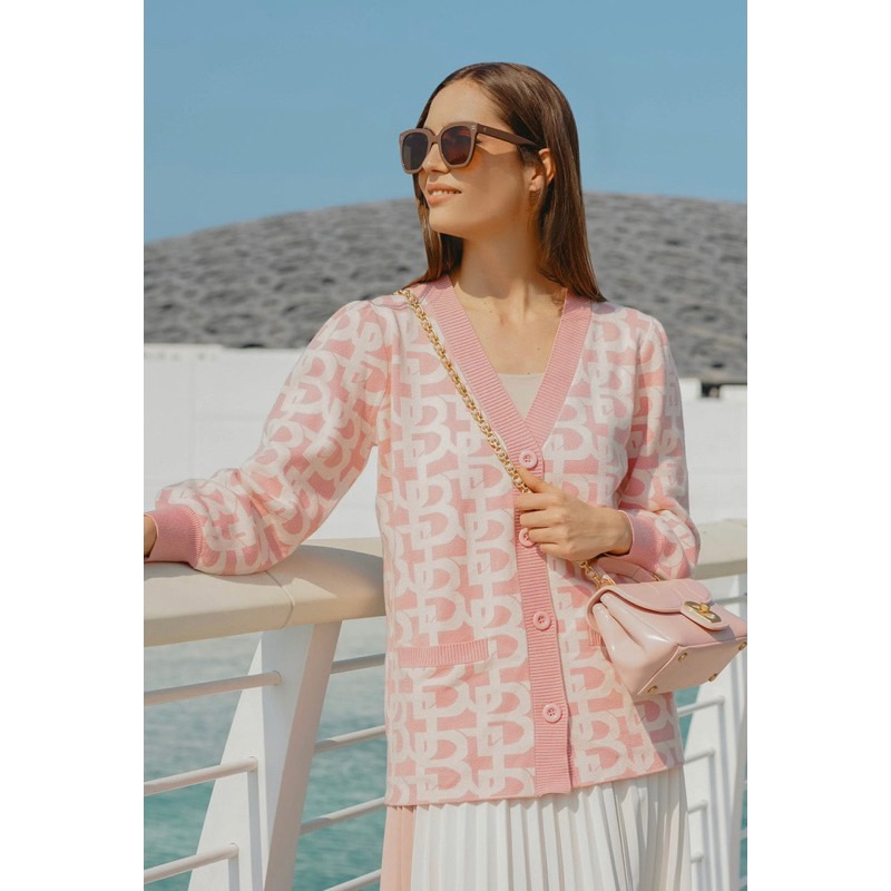 NEW‼️Benang Jarum Monogram Puffy Sleeve Buttoned Long Cardigan