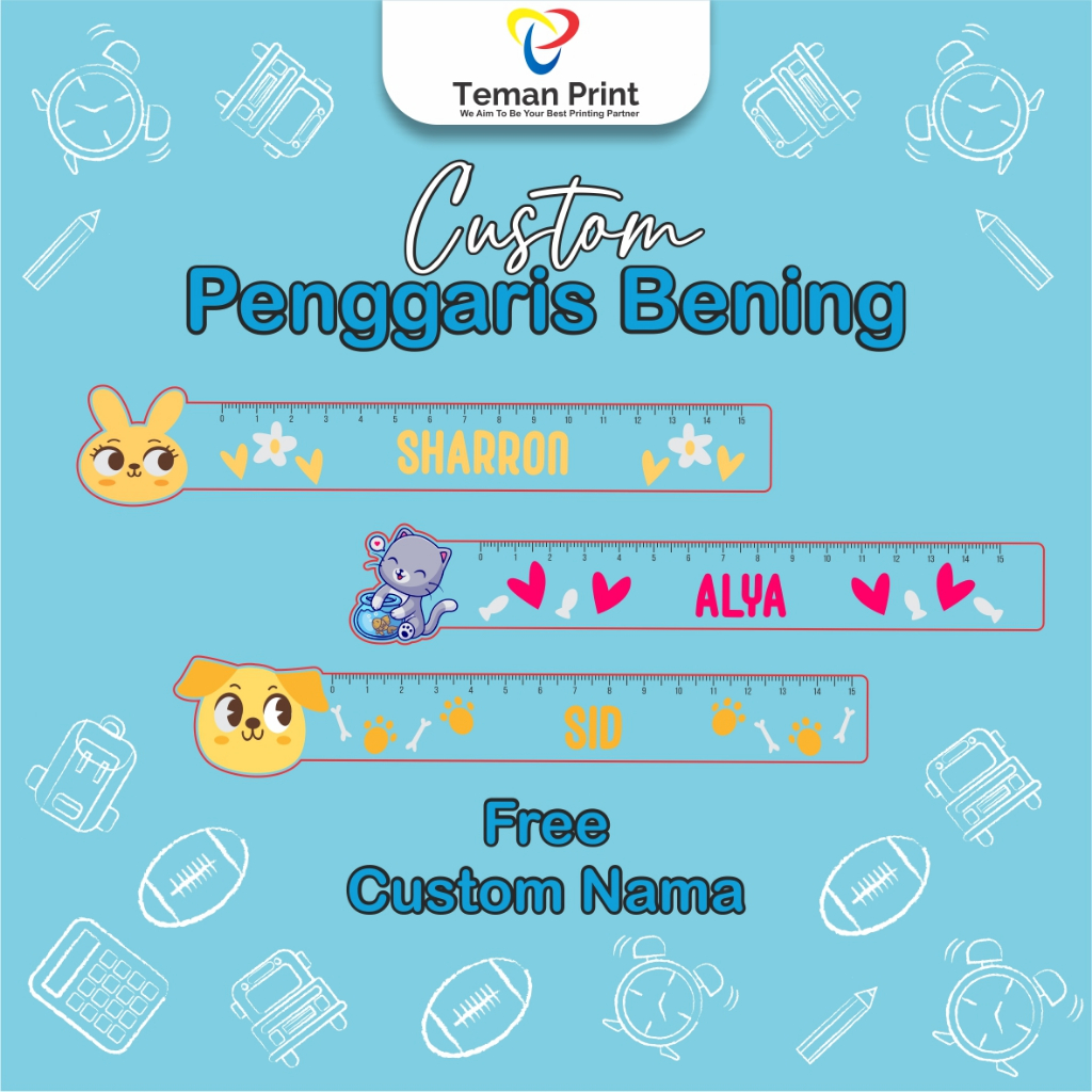 

Teman Print Penggaris Custom Nama Anak Model Bening Penggaris 15 Cm Perlengkapan Sekolah Anak