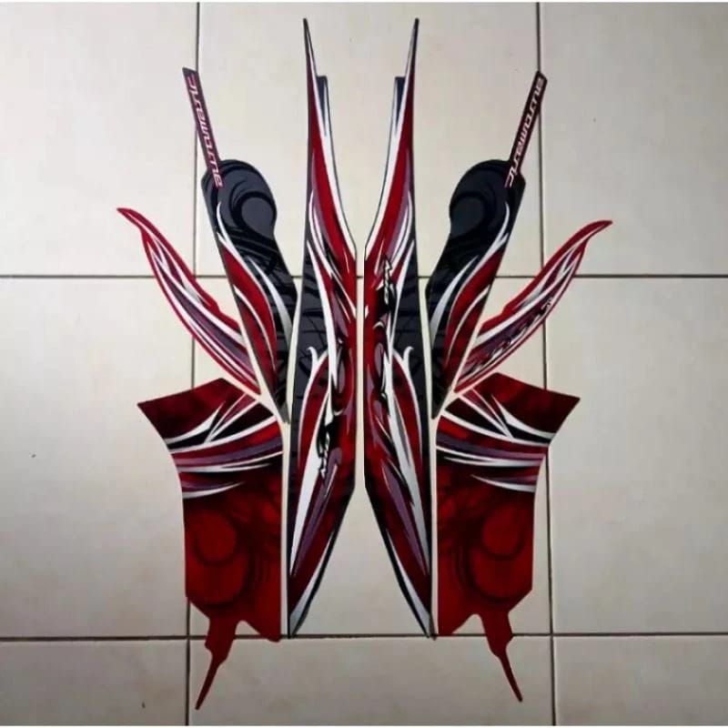 Striping stiker mio soul karbu 2009 merah abu putih