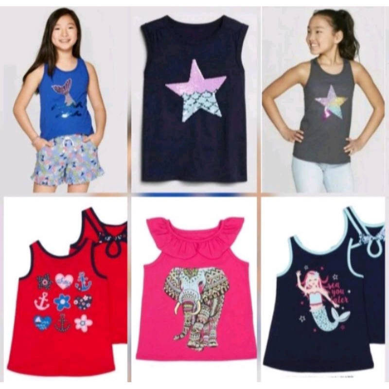 BAJU ANAK PEREMPUAN TANK TOP CnJ, GAP & FADED GLORY (4Y - 10/12Y).