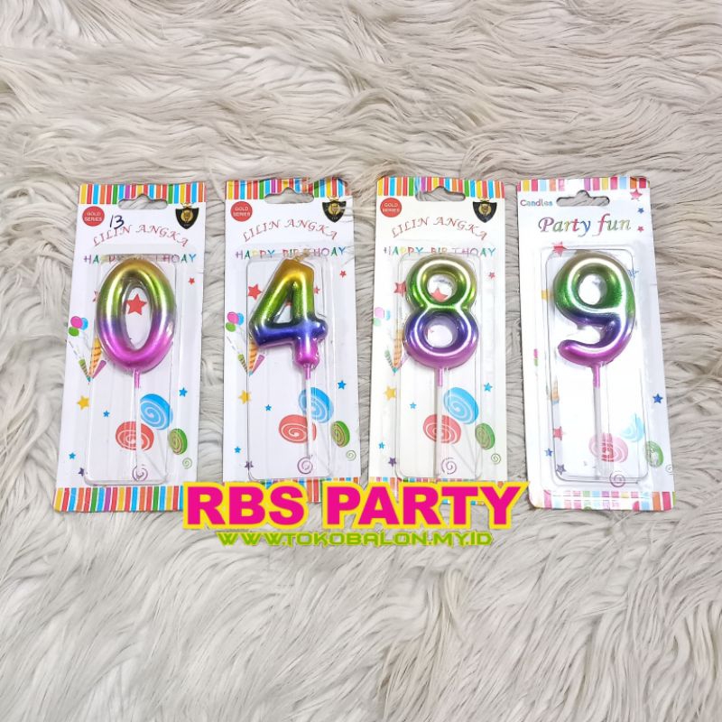 Lilin Angka Warna Pelangi / Lilin Angka Rainbow / Lilin Angka 0 / Lilin Angka 4 / Lilin Angka 8 / Li