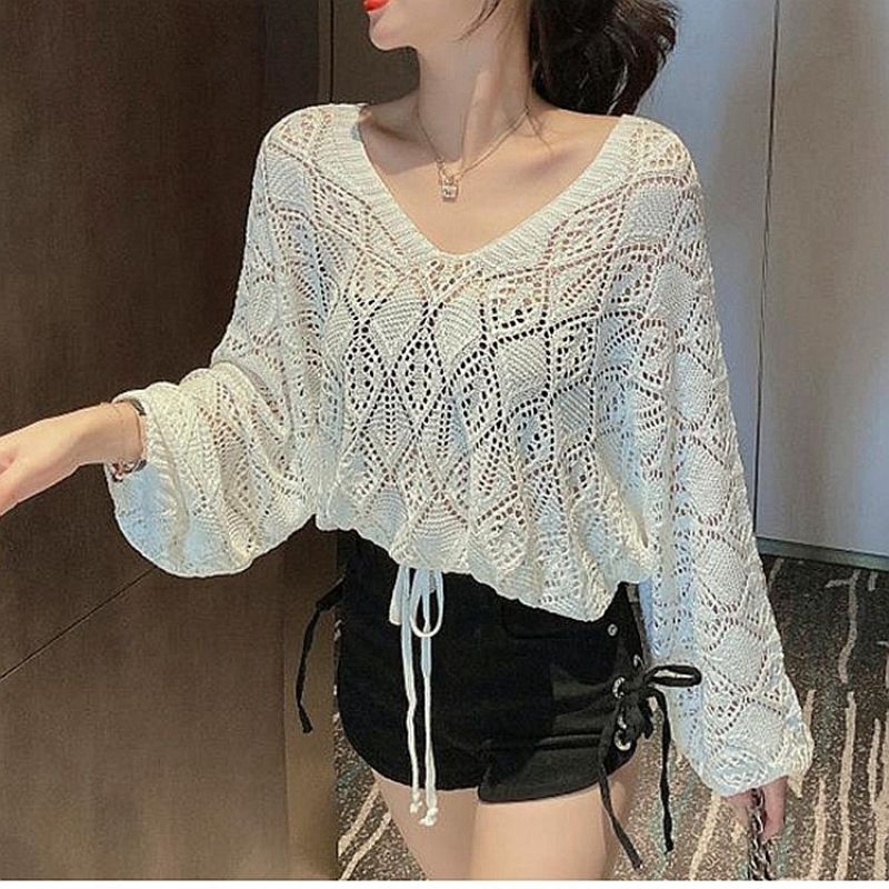 WSO L01• Aleta Baju atasan blouse rajut jaring import• Outer Import korean style