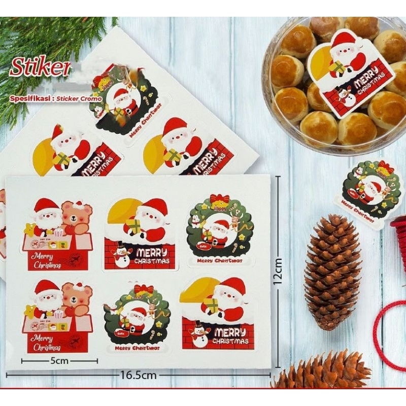 

STIKER TOPLES CHRISTMAS/NATAL (diameter 5 cm / isi 9 lbr )