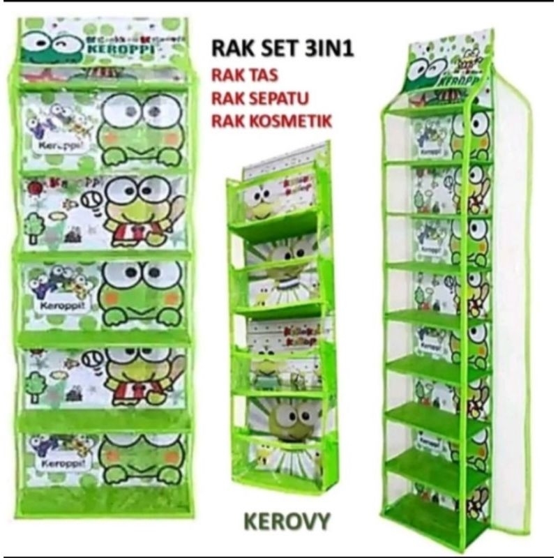 (COD)Rak set gantung 3in1 Rak tas,Rak sepatu,Rak Kosmetik/Kerudung