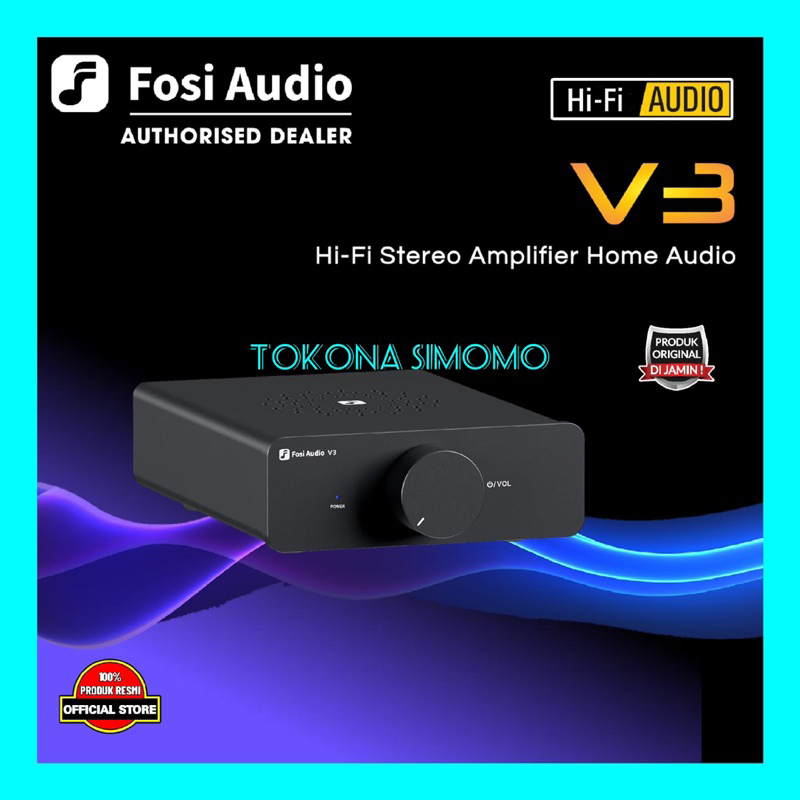 Fosi Audio V3 2 Channel Power Amplifier Hi-Fi Stereo TPA3255 - Hitam