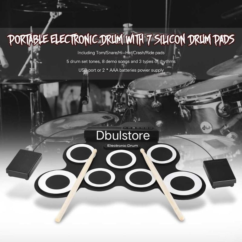 Drum Kit 7 Pads Roll Up USB Power