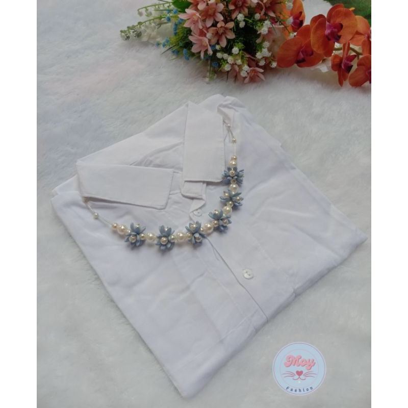 Kemeja Wanita Rayon Polos Putih / Atasan Wanita Polos Putih / Kemeja Oversize / Kemeja Kerja / Kemej