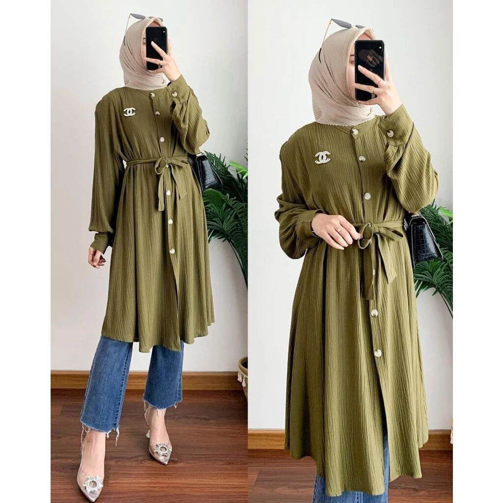 Baju Tunik Wanita Terbaru 2023 Crinkle Airflow Kekinian Import Mewah Busui Friendly