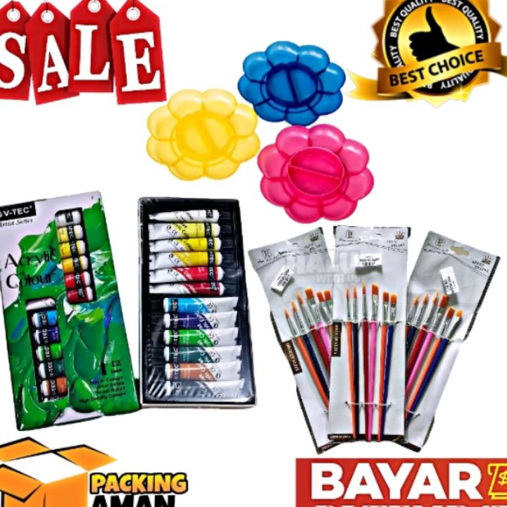 

Terupdate (BISA COD)PROMO 1 Set 3 In 1 Cat Akrilik Cat Acrylic Palet Kuas Set Melukis Produk