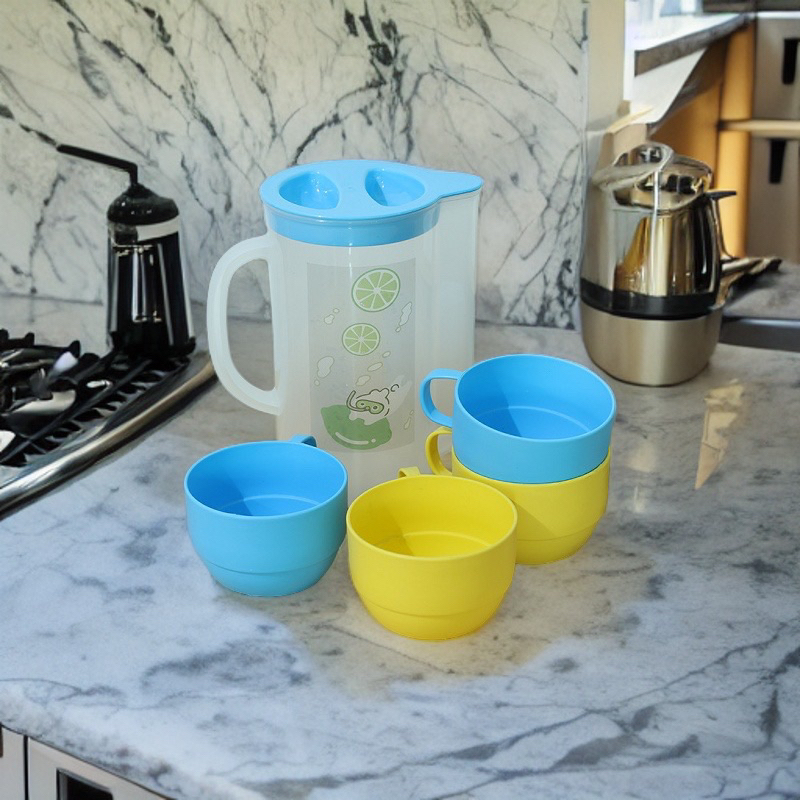Teko Gelas  Set 4 Pcs / Teko Jus / Cangkir Teh / Kopi Gelas Plastik premium