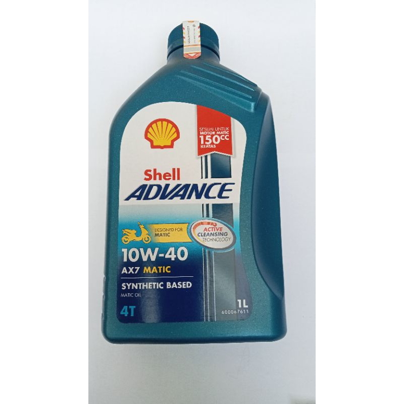 Oli Shell AX7 10W-40 1L untuk motor matic 150 CC keatas. (100% oli asli)