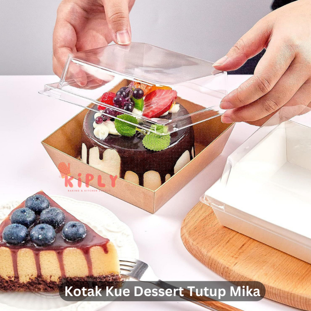 Kotak kue dessert tutup mika/Cake Box / Paper Box Warna Putih