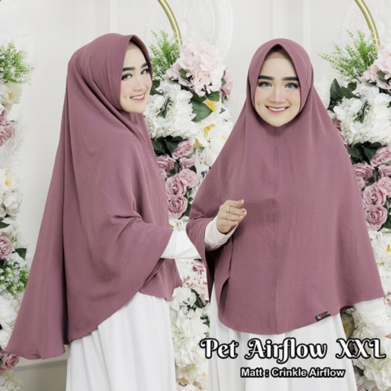 Jilbab Bergo Pet Crinkle Airflow Polos Tanpa Tali Ukuran XL