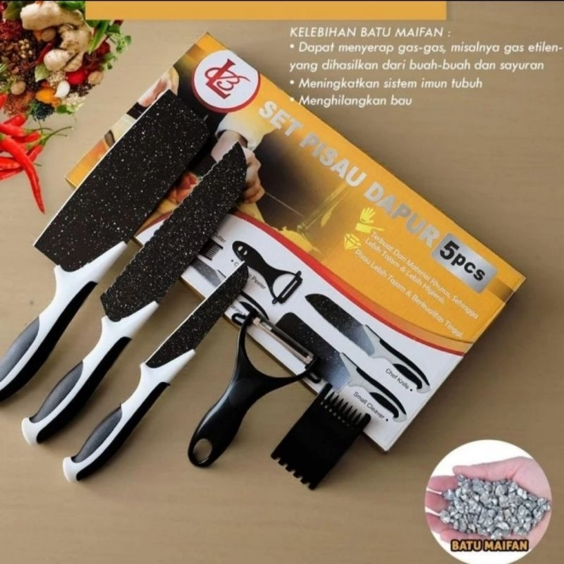 PISAU SET KERAMIK ISI 5/PISAU SET/PISAU KERAMIK/PISAU/PISAU BUAH
