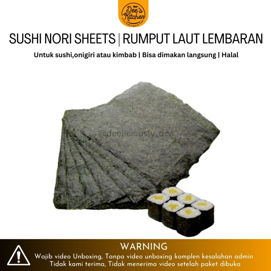 

[Pak 50 sheets ] HALAL Sushi Nori Sheets (Lembaran) Roasted Seeweed