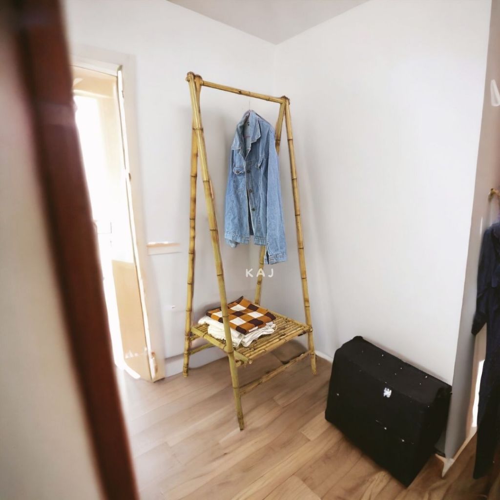 RAK GANTUNG BAJU/RAK HANGER BAMBU CENDANI/GANTUNGAN BAJU BAMBU