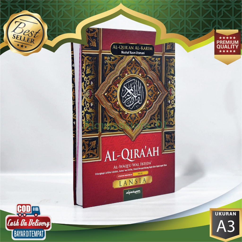 Mushaf Al Quran Al - Qira'ah Alquran Jumbo A3 Warna Tanpa Terjemahan Non Terjemah Super Lansia Tajwid 42x30 Besar Waqaf Ibtida Ukuran Qur an Dan Khot Al-Qur'an