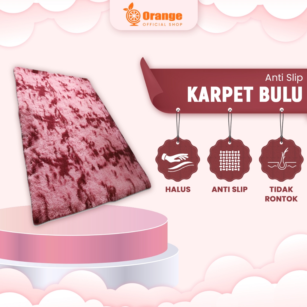 GARANSI (COD) ORANGE OFFICIAL SHOP KARPET BULU RASFUR TEBAL UKURAN 90CMX150CM KARPET BULU TEBAL