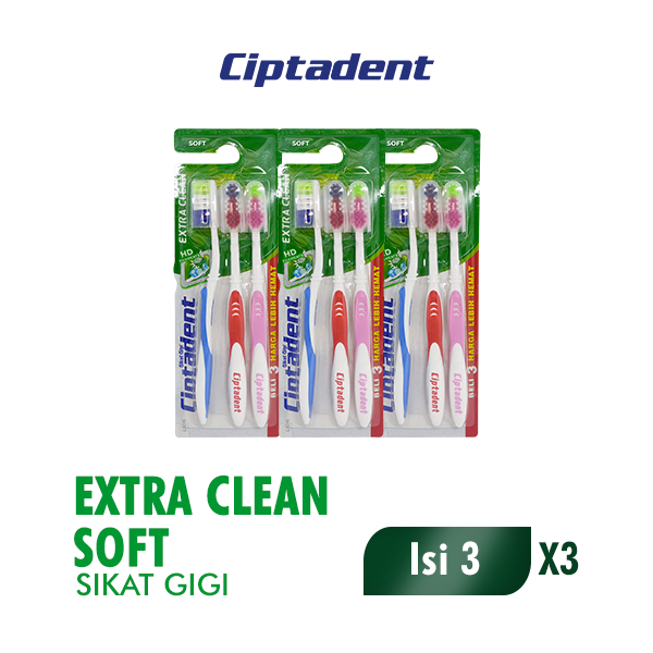 Ciptadent Sikat Gigi Extra Clean Soft Kotak Isi 3 Pcs x3