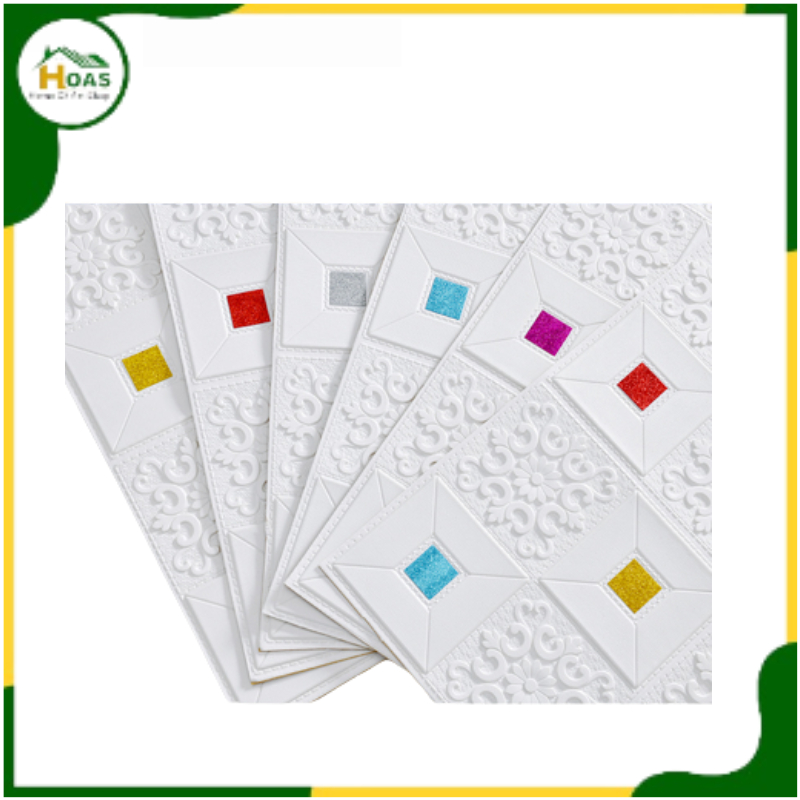 Hoas Official Shop Wallpaper 3 dimensi Modern Wallpaper busa timbul Wood Foam Batik simple 70CM X 70