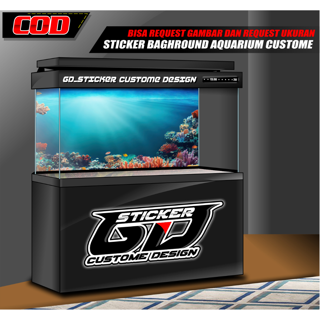 STICKER AQUARIUM / BACKGROUND WALLPAPER UNDERWATER CORAL PEMANDANGAN BAWAH LAUT