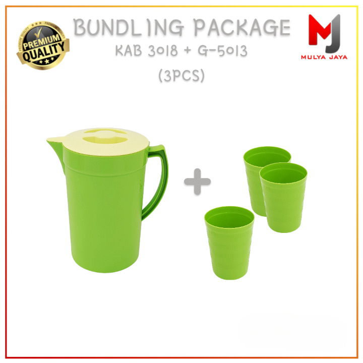 Golden Sunkist Set Teko Air Plastik Jumbo 3.5Liter KAB 3018 Dan Gelas Minum Plastik Kecil G 5013 Mul